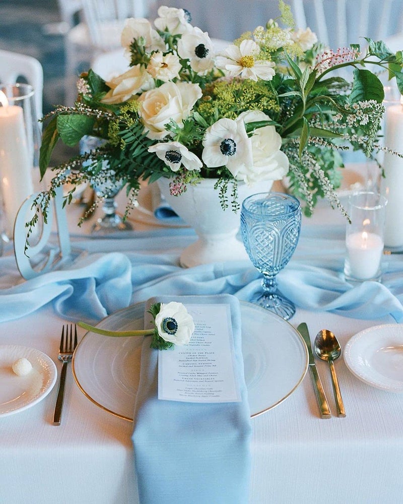 SoarDream Blue Chiffon Table Runner 27x120 Inches Romantic Wedding Table Runner Birthday Party Cake Table Decorations Table Lines - Image 5